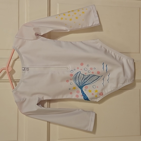 Flap Happy Mermaid UPF 50+ Charlie L/S Rash Guard Swimsuit, Girls Size 2 - Picture 4 of 7